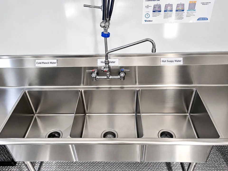Wash, rinse and sanitize basins