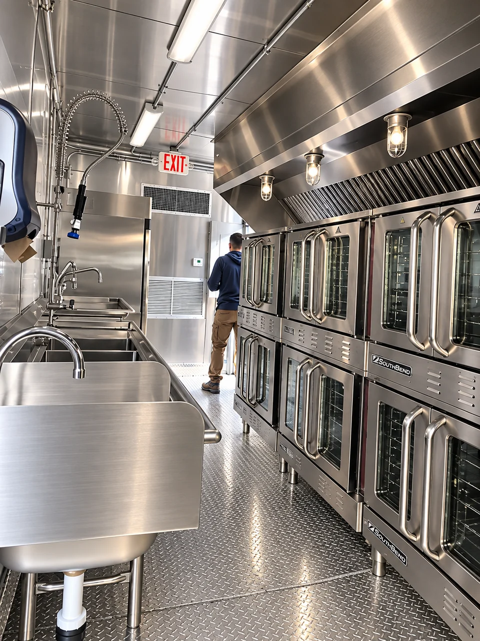 Cooking and preparation area inside the bulk-combination kitchen