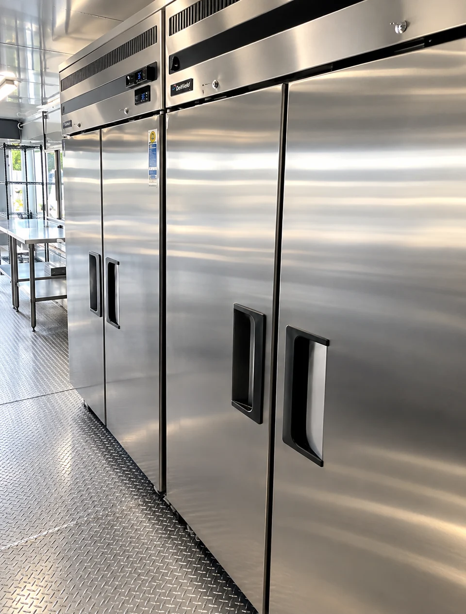 Refrigeration units inside the mobile kitchen