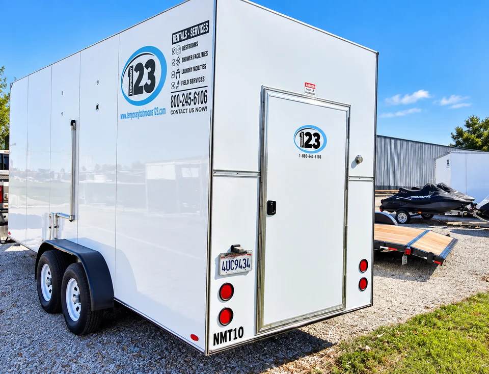 Enclosed refrigerated trailer exterior with side access door