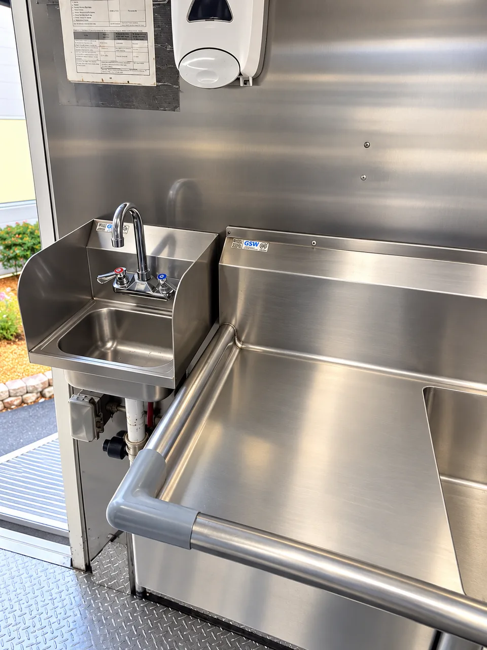 Stainless sink and preparation counter